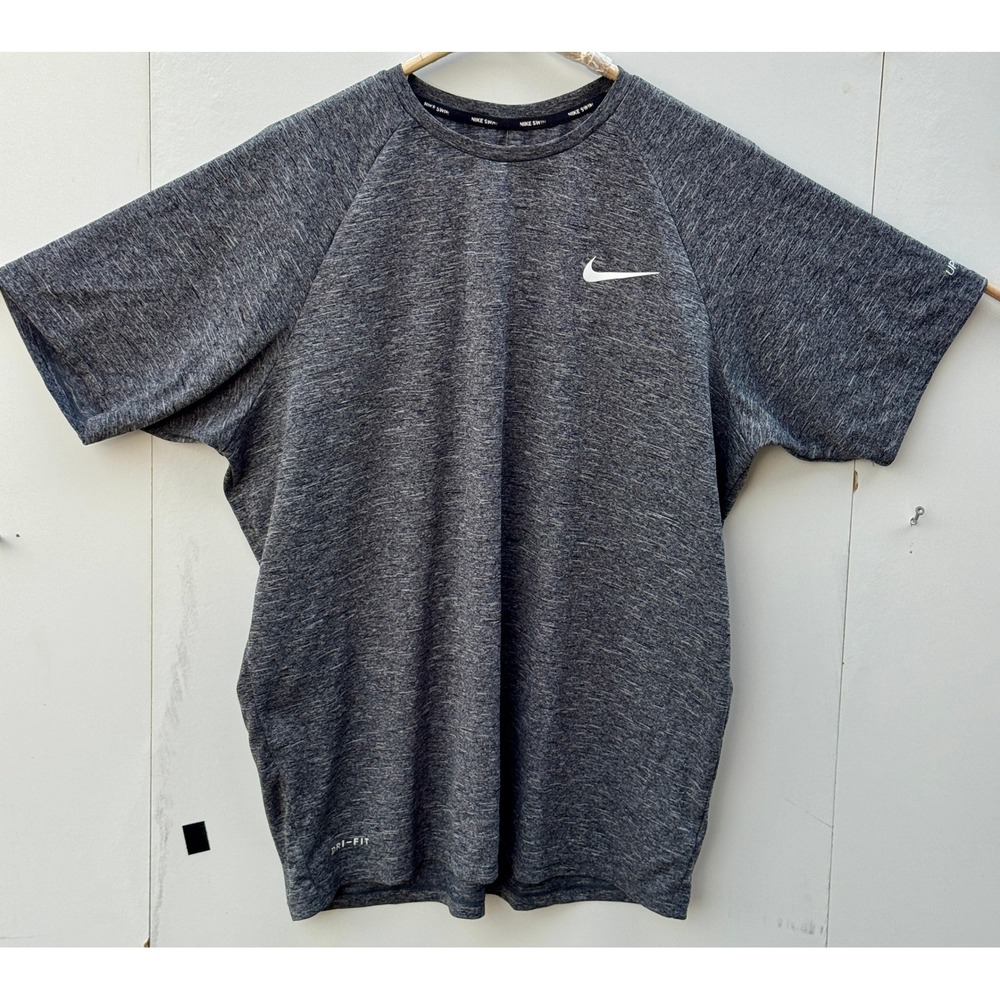 Nike Swim Dri-FIT Mens Large Gray Heather Raglan Performance T-Shirt UPF 40+